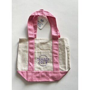 Trader Joe's Mini Pastel Pink Canvas Tote Bag Limited Edition NWT